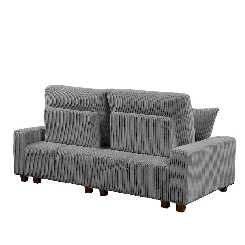 Bain de soleil capitonné de 188 cm avec dossier réglable et deux porte-gobelets - Gris