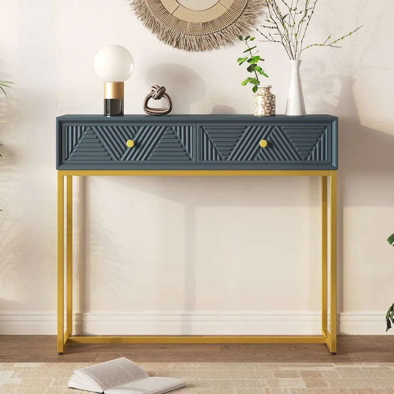 Console moderne et élégante avec rangement, grise