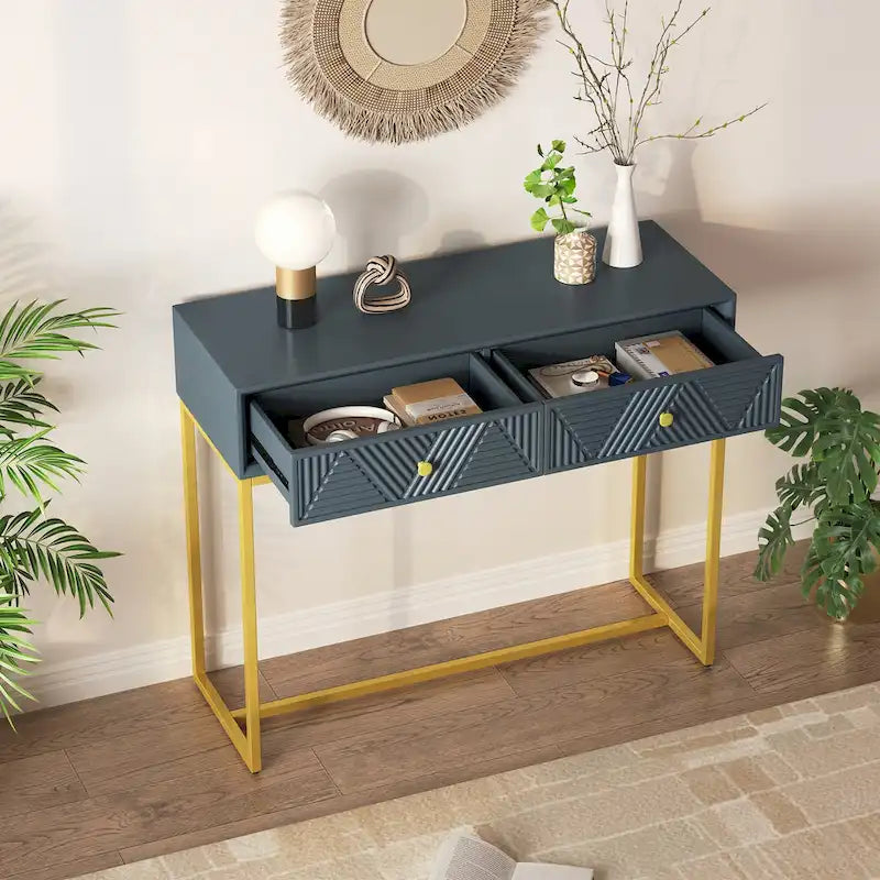 Console moderne et élégante avec rangement, grise