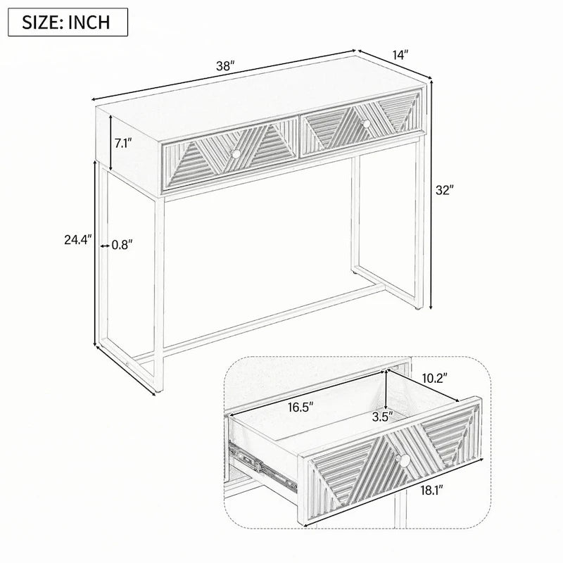 Console moderne et élégante avec rangement, grise