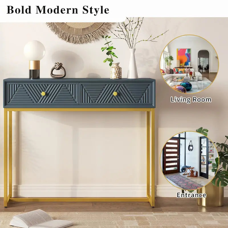 Console moderne et élégante avec rangement, grise