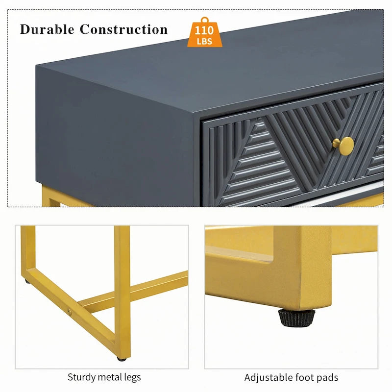 Console moderne et élégante avec rangement, grise