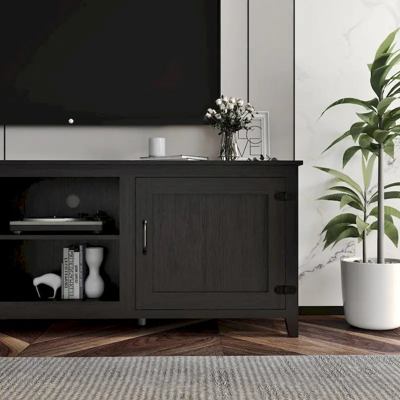 Meuble TV industriel avec 4 étagères ouvertes - Convient aux TV jusqu'à 60", 70" de largeur