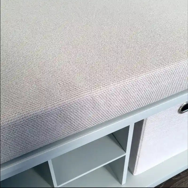 Banc d'entrée en bois massif avec rangement à chaussures et bac de rangement – Gris