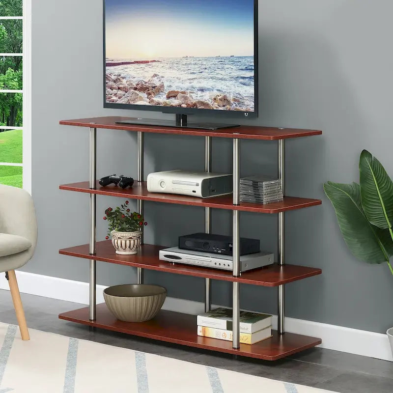 Meuble TV haut XL 55" à 4 niveaux - Montage sans outils