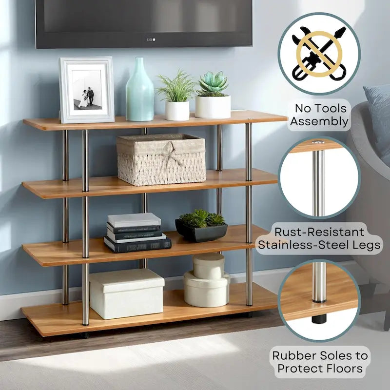 Meuble TV haut XL 55" à 4 niveaux - Montage sans outils