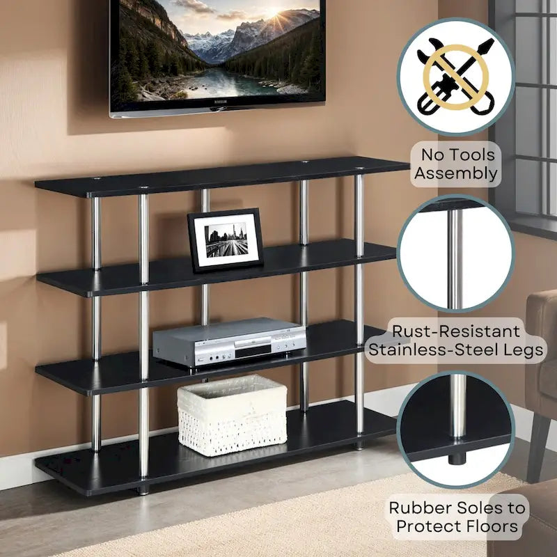 Meuble TV haut XL 55" à 4 niveaux - Montage sans outils