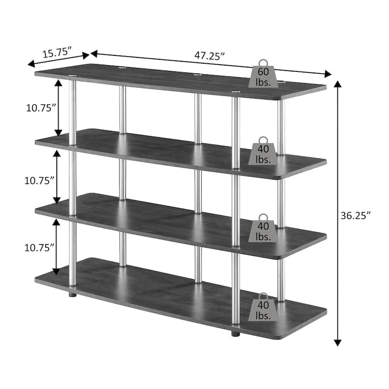 Meuble TV haut XL 55" à 4 niveaux - Montage sans outils