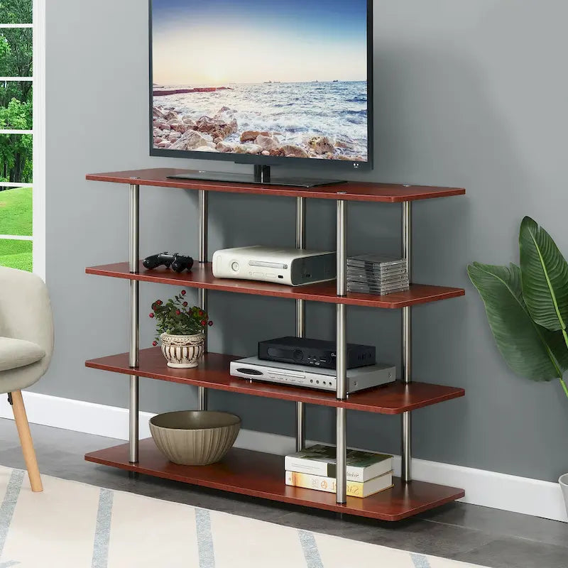 Meuble TV haut XL 55" à 4 niveaux - Montage sans outils