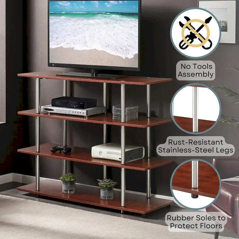 Meuble TV haut XL 55" à 4 niveaux - Montage sans outils