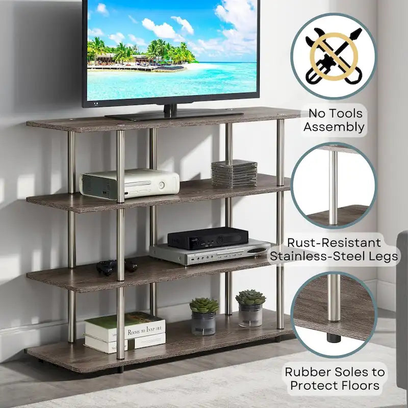 Meuble TV haut XL 55" à 4 niveaux - Montage sans outils