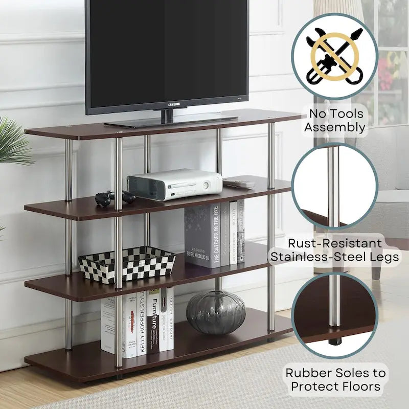 Meuble TV haut XL 55" à 4 niveaux - Montage sans outils