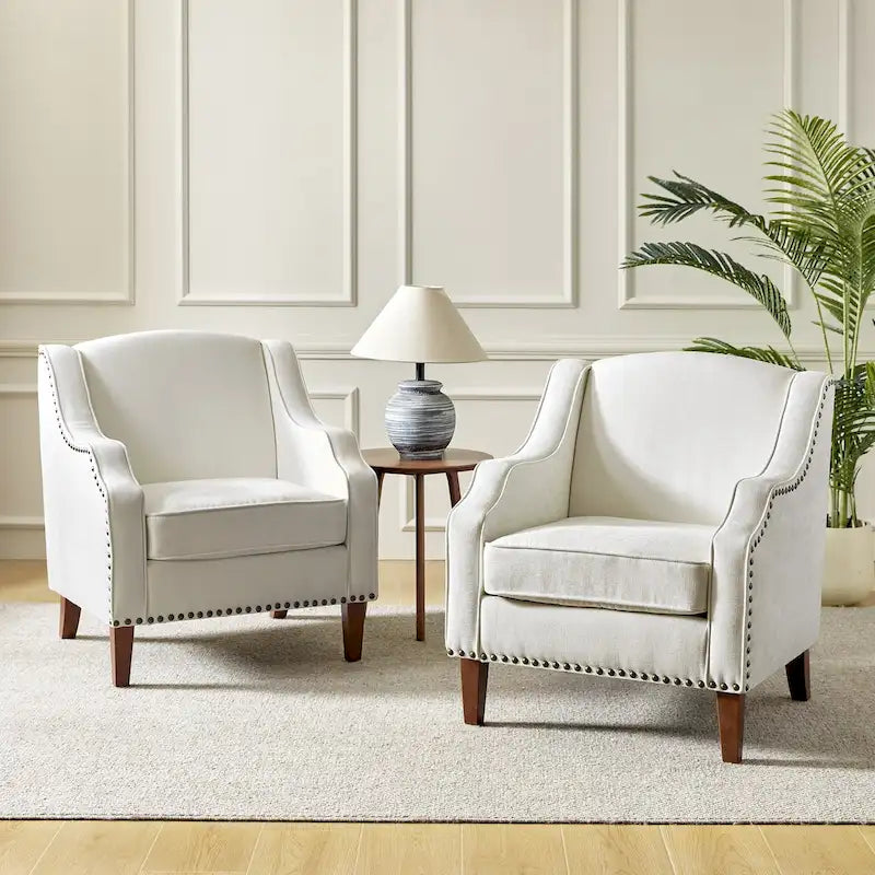 Fauteuil rembourré avec clous décoratifs - Lot de 2
