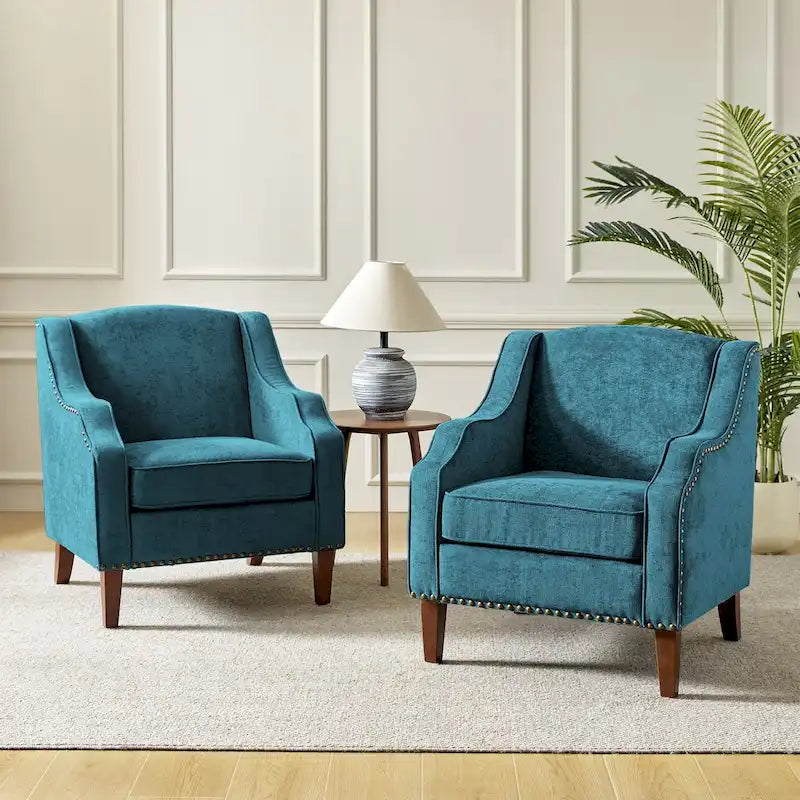 Fauteuil rembourré avec clous décoratifs - Lot de 2
