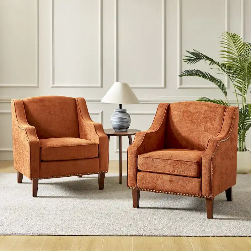 Fauteuil rembourré avec clous décoratifs - Lot de 2