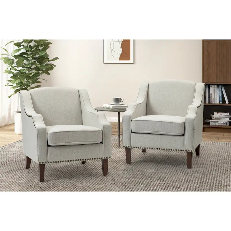 Fauteuil rembourré avec clous décoratifs - Lot de 2