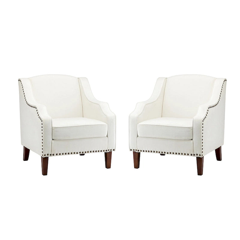Fauteuil rembourré avec clous décoratifs - Lot de 2