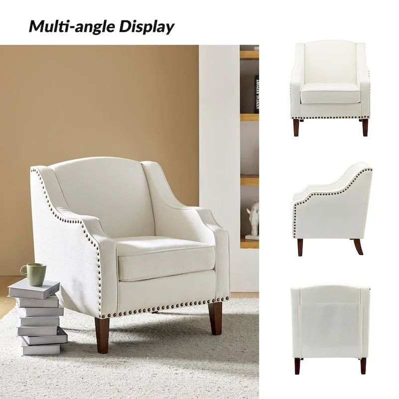 Fauteuil rembourré avec clous décoratifs - Lot de 2