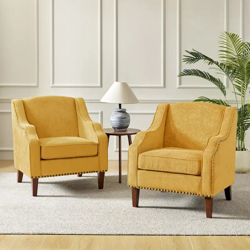 Fauteuil rembourré avec clous décoratifs - Lot de 2
