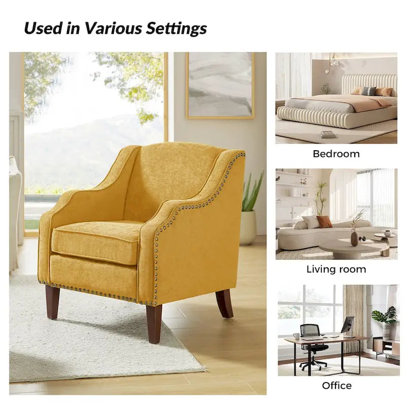 Fauteuil rembourré avec clous décoratifs - Lot de 2