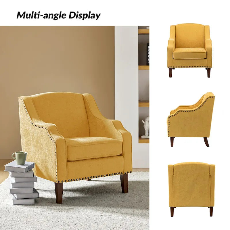 Fauteuil rembourré avec clous décoratifs - Lot de 2