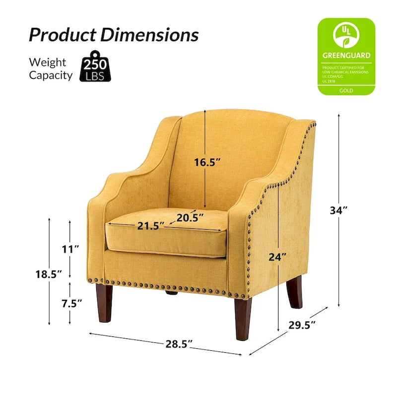 Fauteuil rembourré avec clous décoratifs - Lot de 2