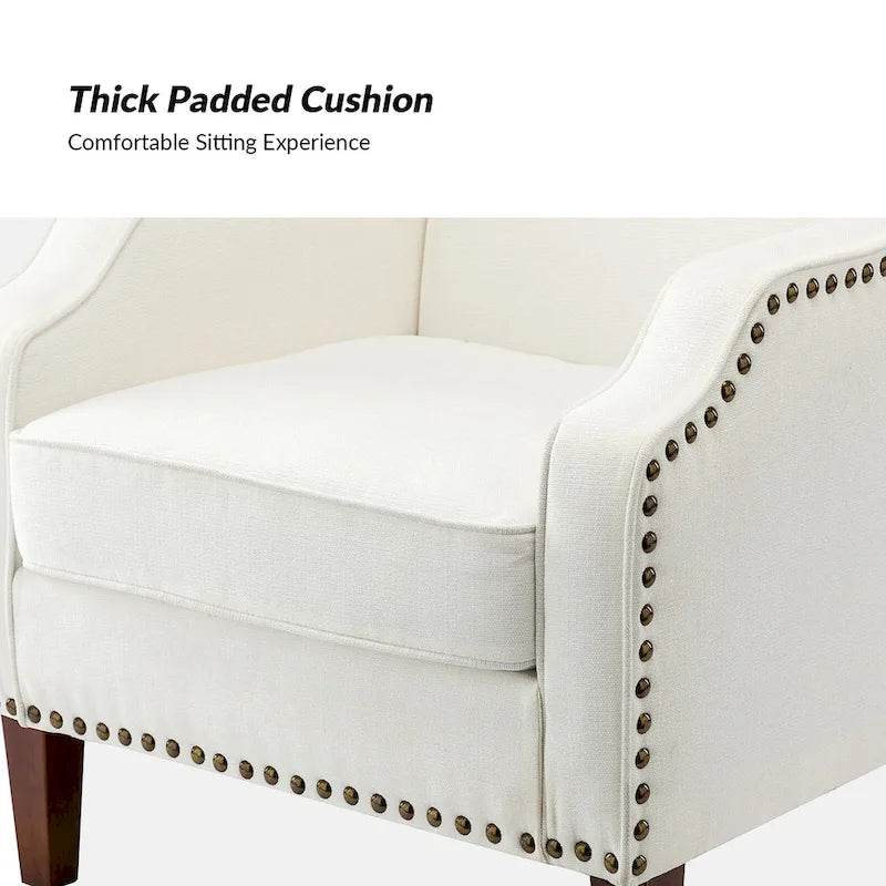 Fauteuil rembourré avec clous décoratifs - Lot de 2