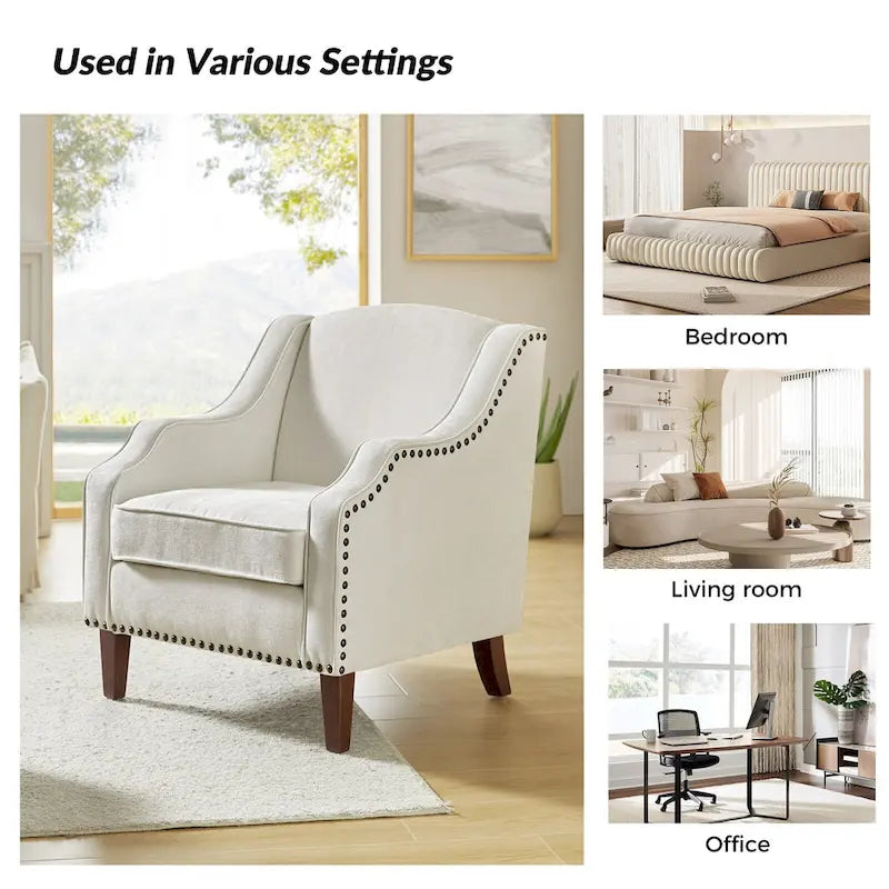Fauteuil rembourré avec clous décoratifs - Lot de 2