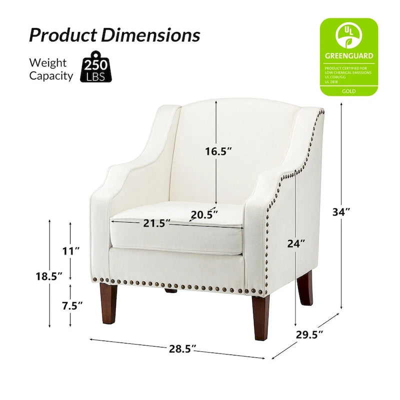 Fauteuil rembourré avec clous décoratifs - Lot de 2