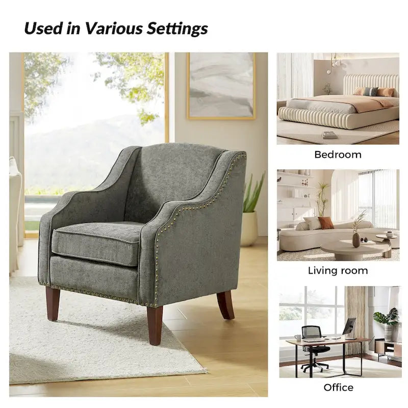 Fauteuil rembourré avec clous décoratifs - Lot de 2