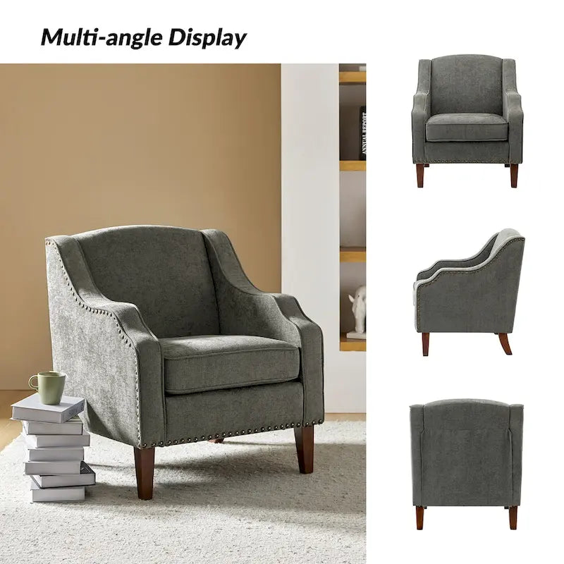 Fauteuil rembourré avec clous décoratifs - Lot de 2