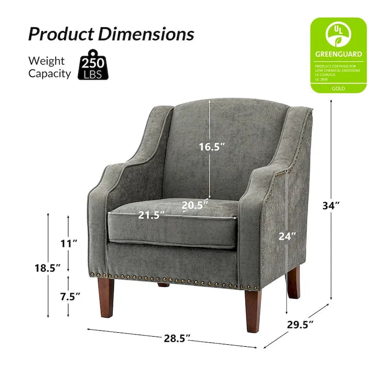 Fauteuil rembourré avec clous décoratifs - Lot de 2
