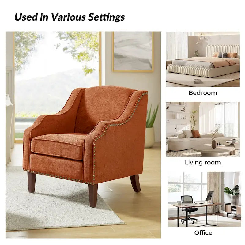 Fauteuil rembourré avec clous décoratifs - Lot de 2