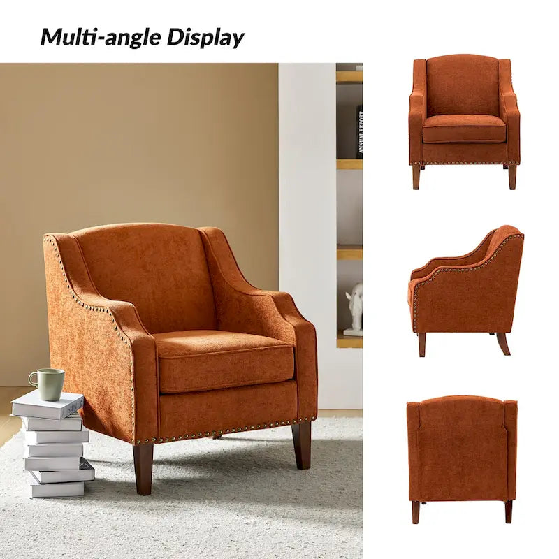 Fauteuil rembourré avec clous décoratifs - Lot de 2