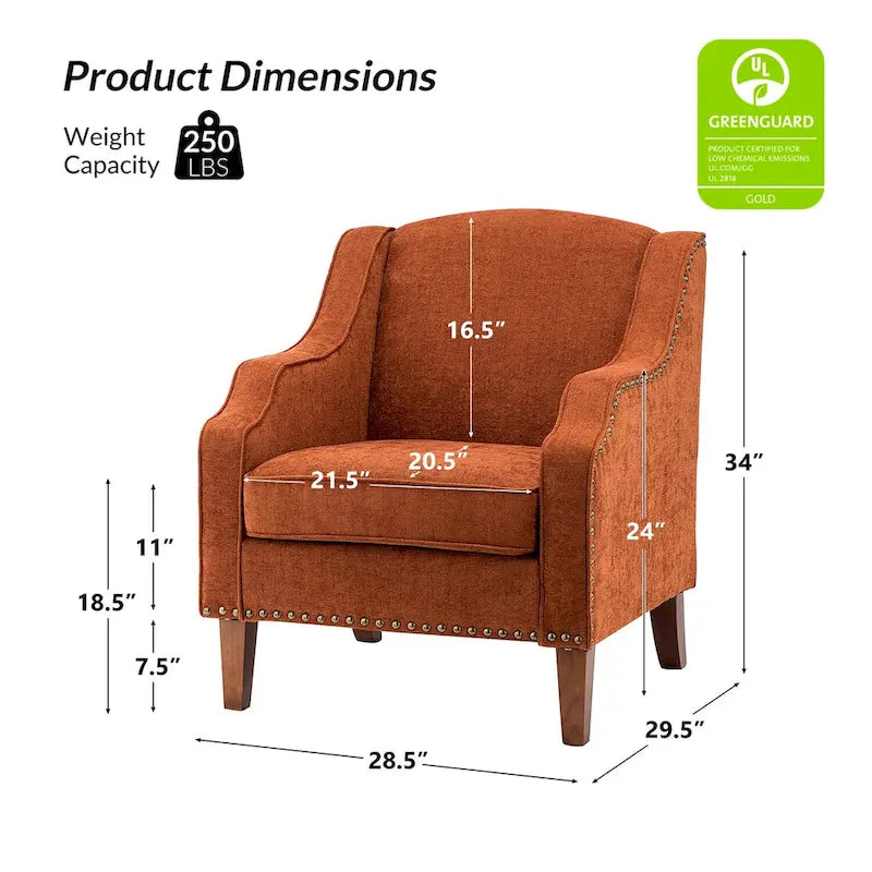 Fauteuil rembourré avec clous décoratifs - Lot de 2