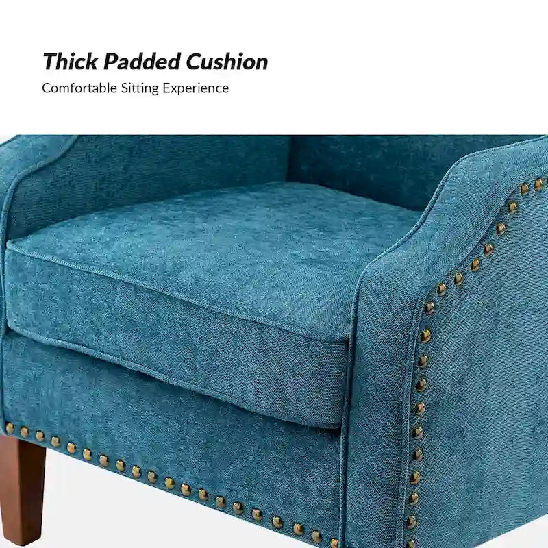 Fauteuil rembourré avec clous décoratifs - Lot de 2