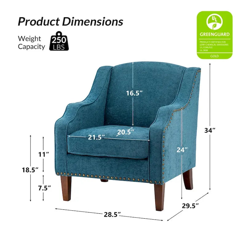 Fauteuil rembourré avec clous décoratifs - Lot de 2