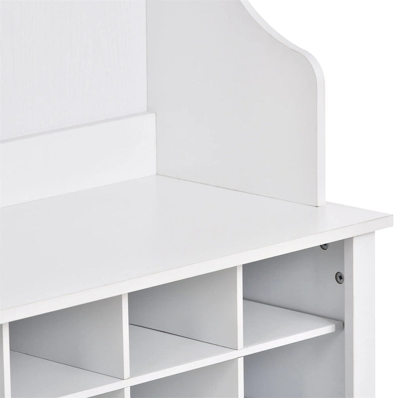 Porte-manteau avec patères, étagères et 24 casiers à chaussures - Meuble d'entrée