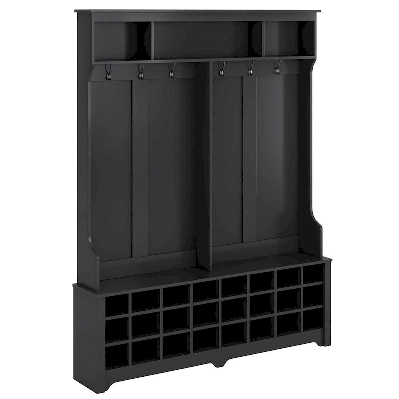 Porte-manteau avec patères, étagères et 24 casiers à chaussures - Meuble d'entrée