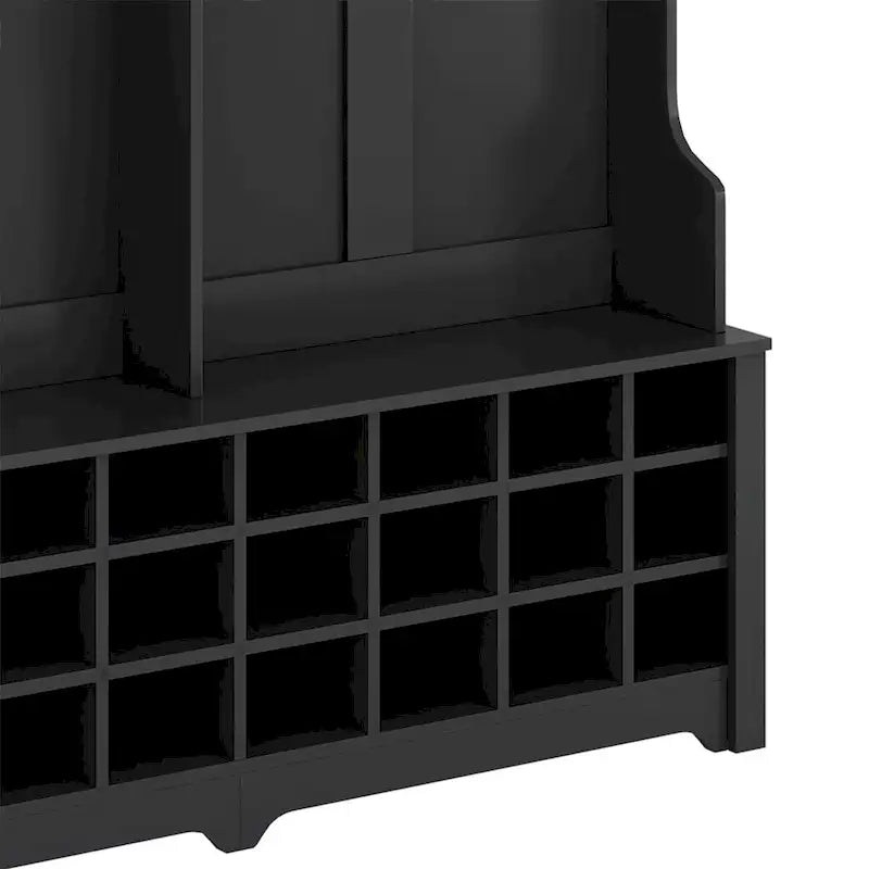 Porte-manteau avec patères, étagères et 24 casiers à chaussures - Meuble d'entrée