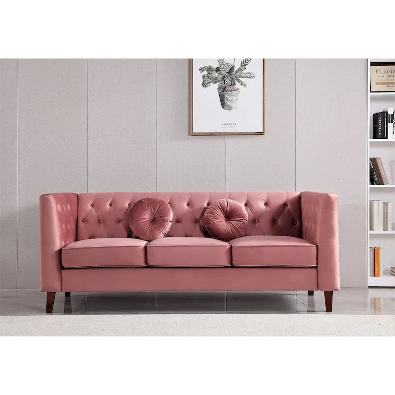 Canapé Chesterfield classique en velours froissé avec dossier capitonné – 7 couleurs