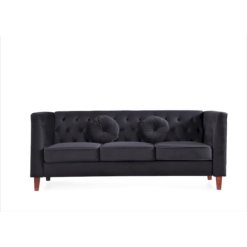 Canapé Chesterfield classique en velours froissé avec dossier capitonné – 7 couleurs