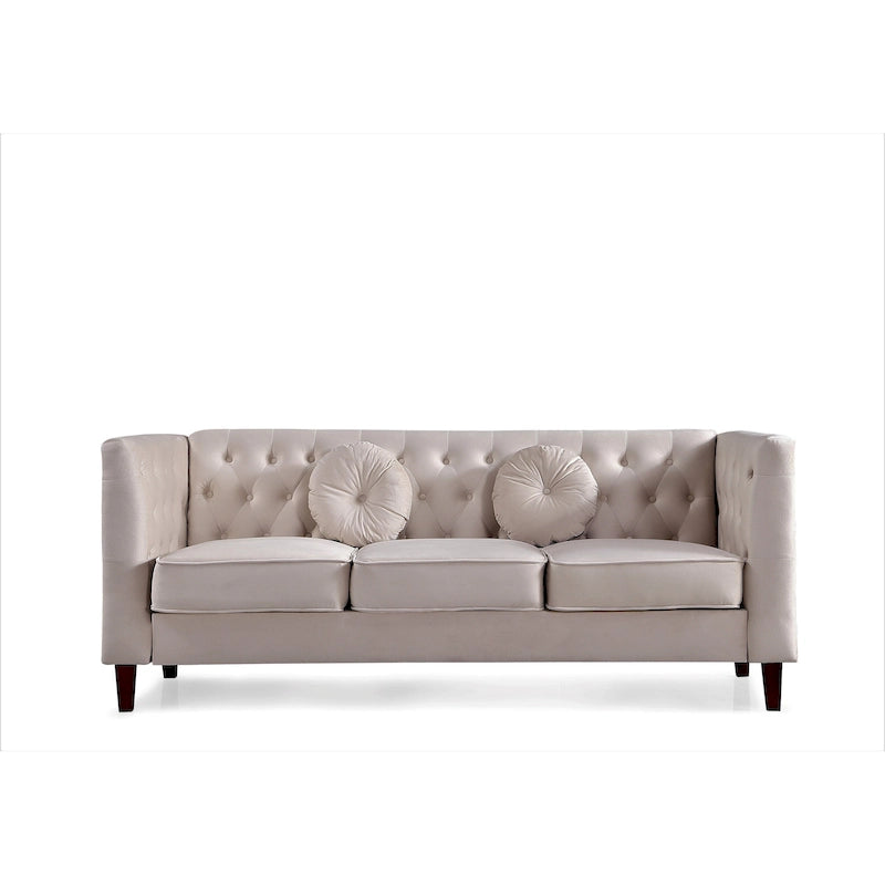 Canapé Chesterfield classique en velours froissé avec dossier capitonné – 7 couleurs