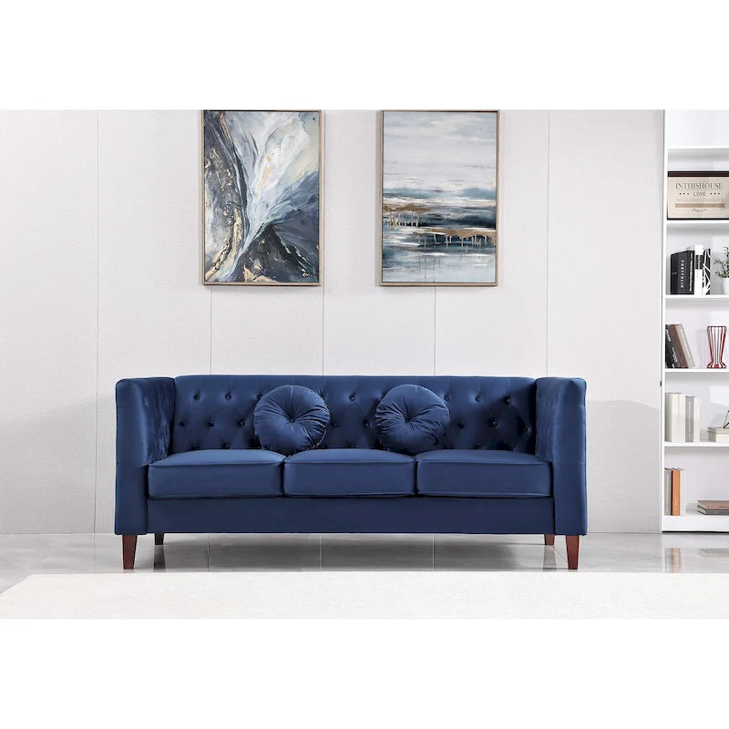 Canapé Chesterfield classique en velours froissé avec dossier capitonné – 7 couleurs
