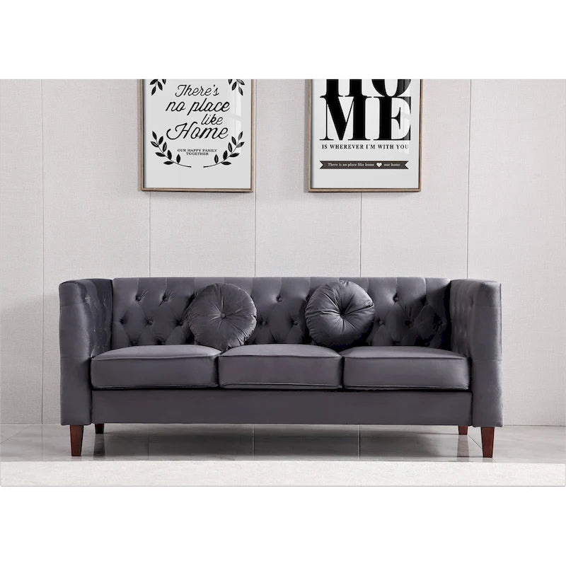 Canapé Chesterfield classique en velours froissé avec dossier capitonné – 7 couleurs