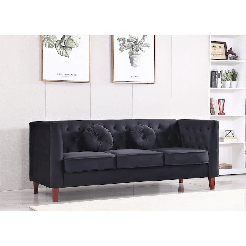 Canapé Chesterfield classique en velours froissé avec dossier capitonné – 7 couleurs