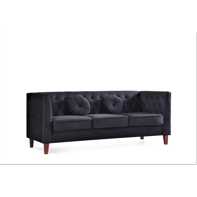 Canapé Chesterfield classique en velours froissé avec dossier capitonné – 7 couleurs