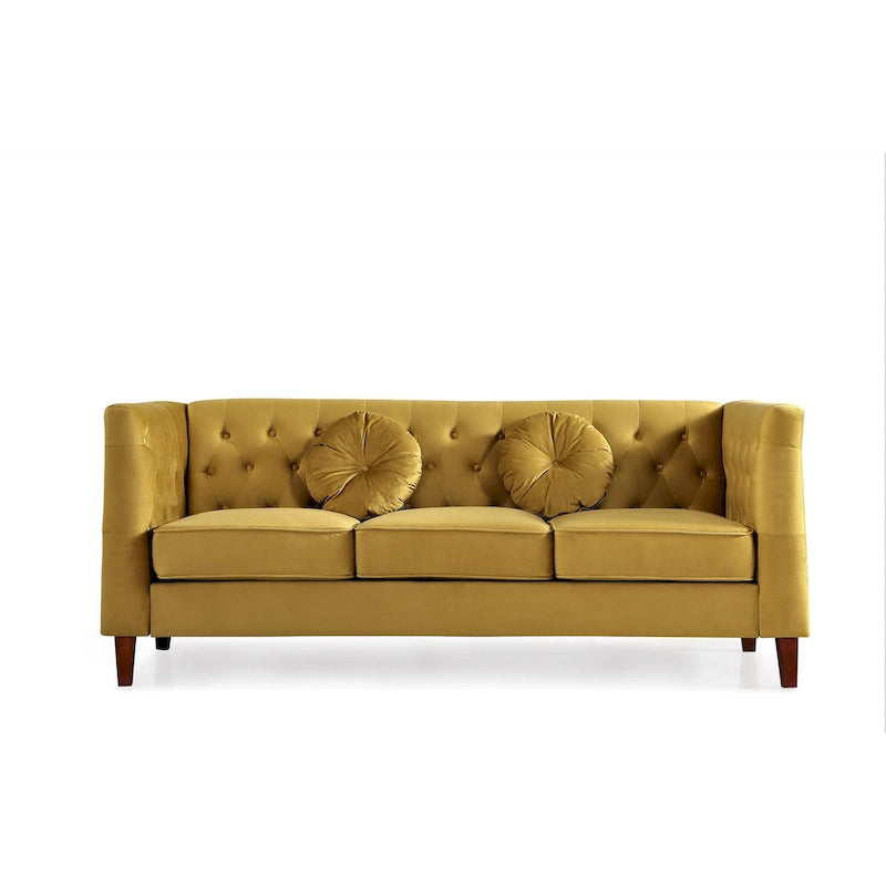 Canapé Chesterfield classique en velours froissé avec dossier capitonné – 7 couleurs