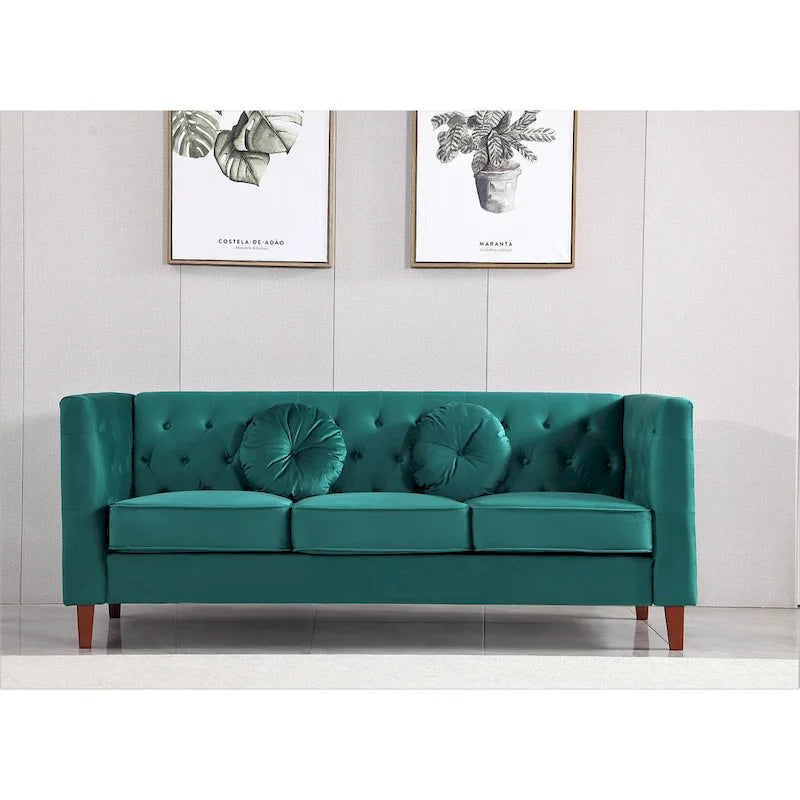 Canapé Chesterfield classique en velours froissé avec dossier capitonné – 7 couleurs