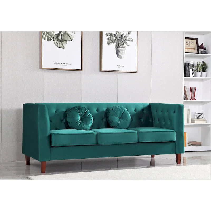 Canapé Chesterfield classique en velours froissé avec dossier capitonné – 7 couleurs
